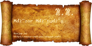 Mázor Mátyás névjegykártya